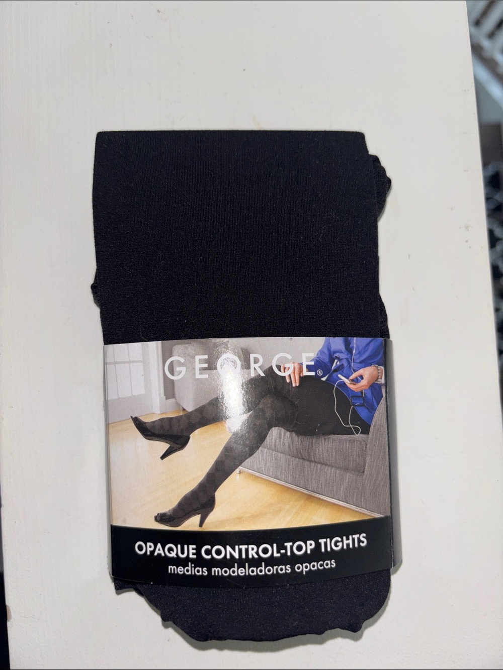 George Black Opaque Control-Top Tights